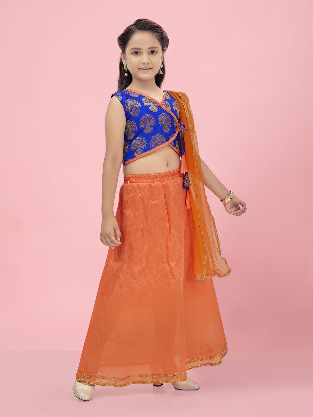 Aarika Girls Blue-Orange Color Lehenga Choli Set (Lch-23205-Blue-Orange-32)