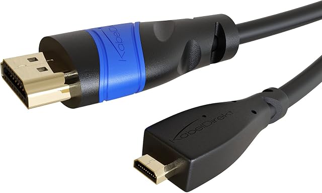 KabelDirekt  5m Micro HDMI to HDMI Cable compatible with (HDMI 2.0a/b, 2.0, 1.4a, HDMI to HDMI, 4K@60HZ,1080p FullHD, UHD, Ultra HD, 3D, High Speed with Ethernet, ARC, PS4, XBOX, HDTV)