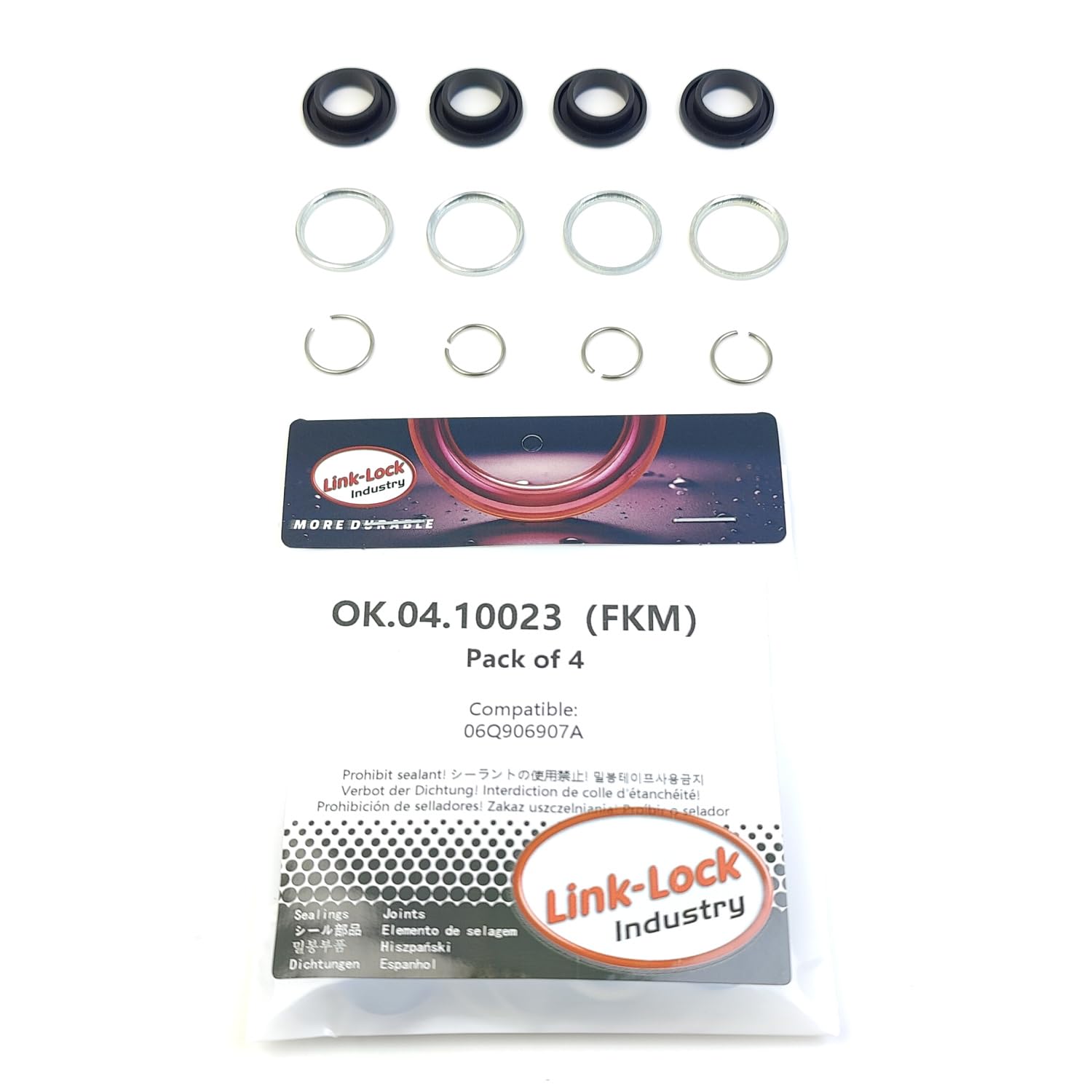 4Set OK.04.10023 Fuel Injector Repair kit 06Q906907A with FKM Viton O-Ring for VW for Audi 2.0T 45T DUVA DMTA