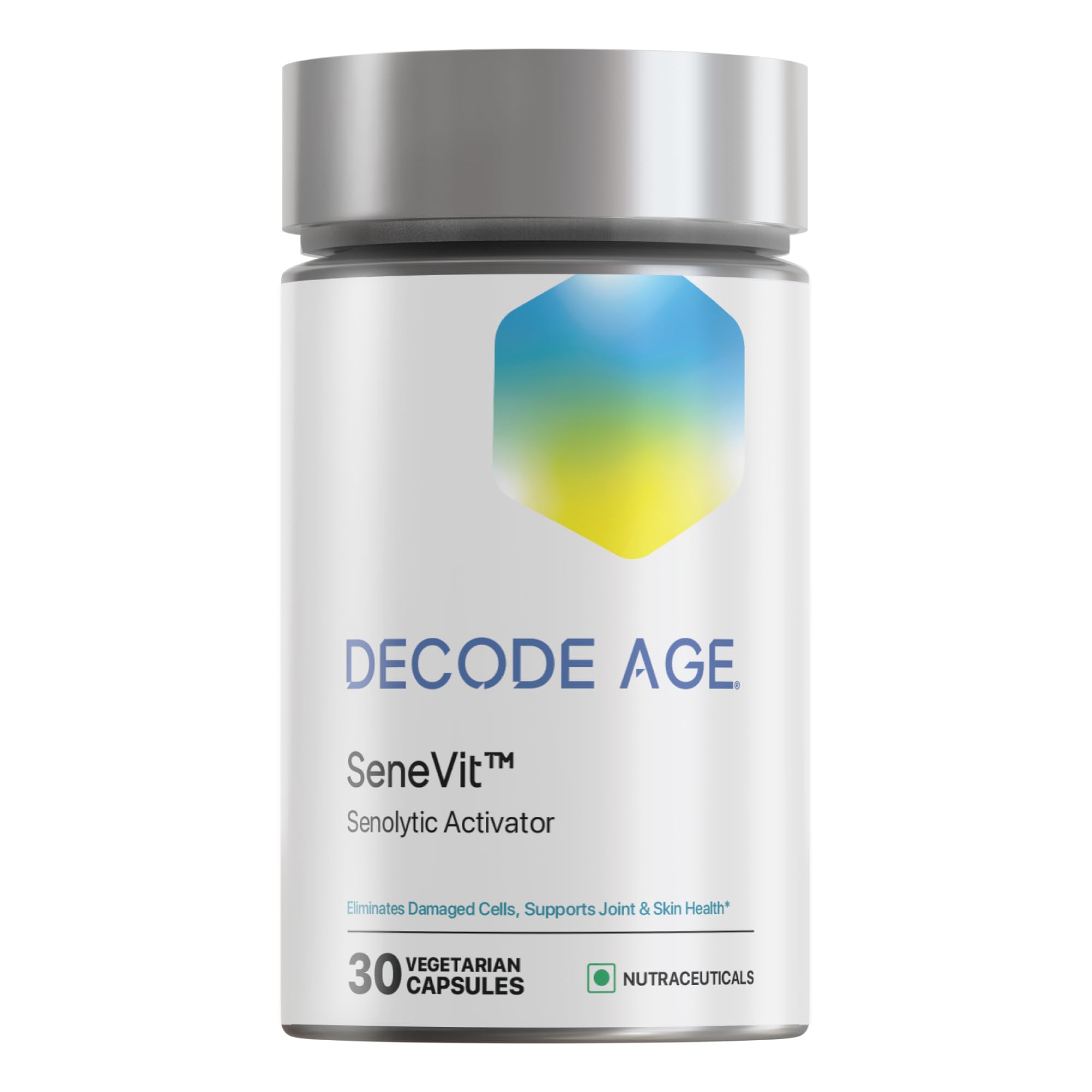 Decode Age Senolytic Activator SeneVit Blend of Fisetin, Apigenin For Immune Support | Healthy Ageing | Anti-Inflammatory | Cellular Health | Skin Health| Joint Health (30 Vegan Capsules), 100 grams