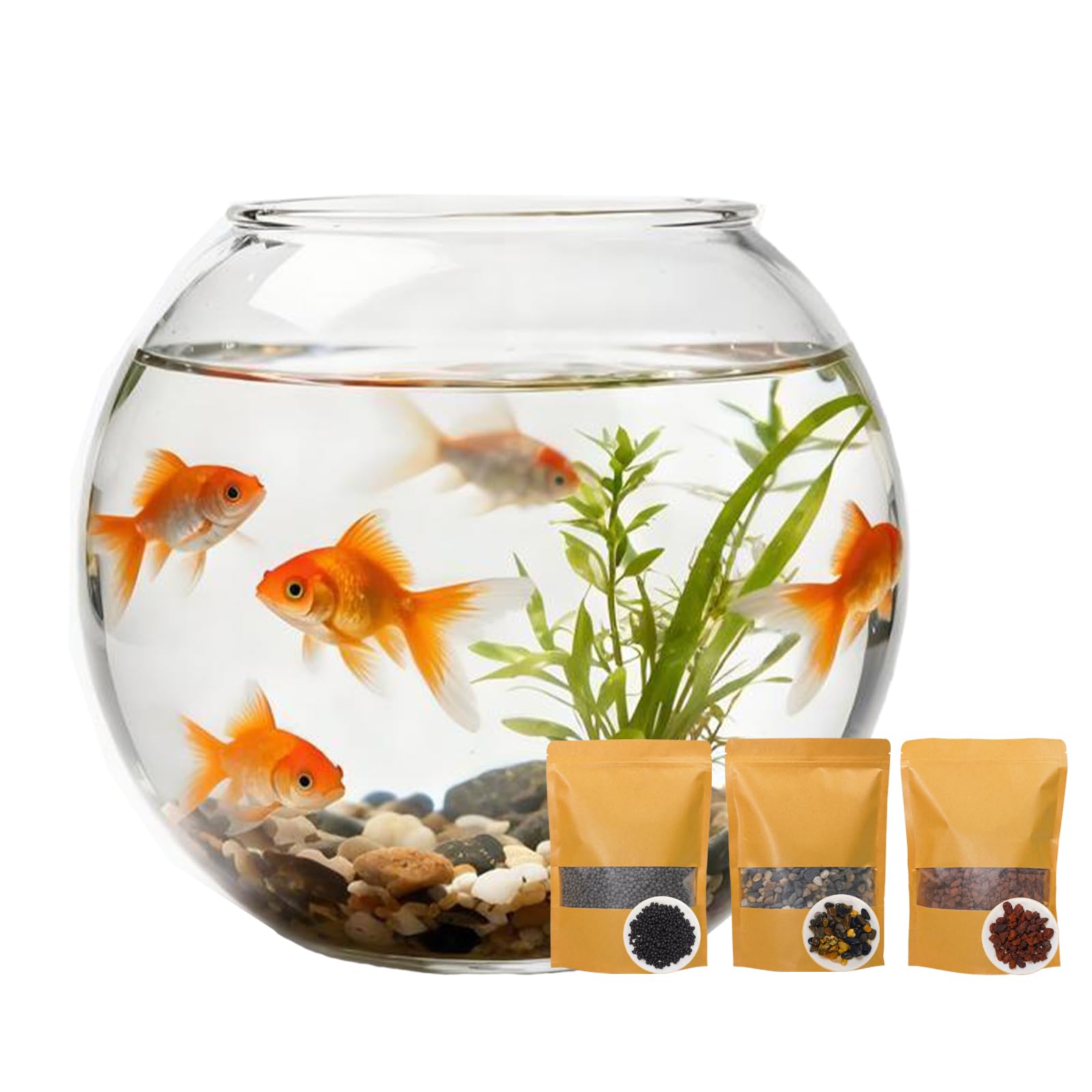 Photo 1 of **DAMAGED PACKAGING-ROCKS SPILLED**BERGFBV 3-in-1 Low Maintenance Aquarium Filter Bio Media: Volcanic Rock, Natural Gravel & Aquatic Plant Cultivation Soil - Helps Reduce Water Changes for Freshwater Tank, Pond