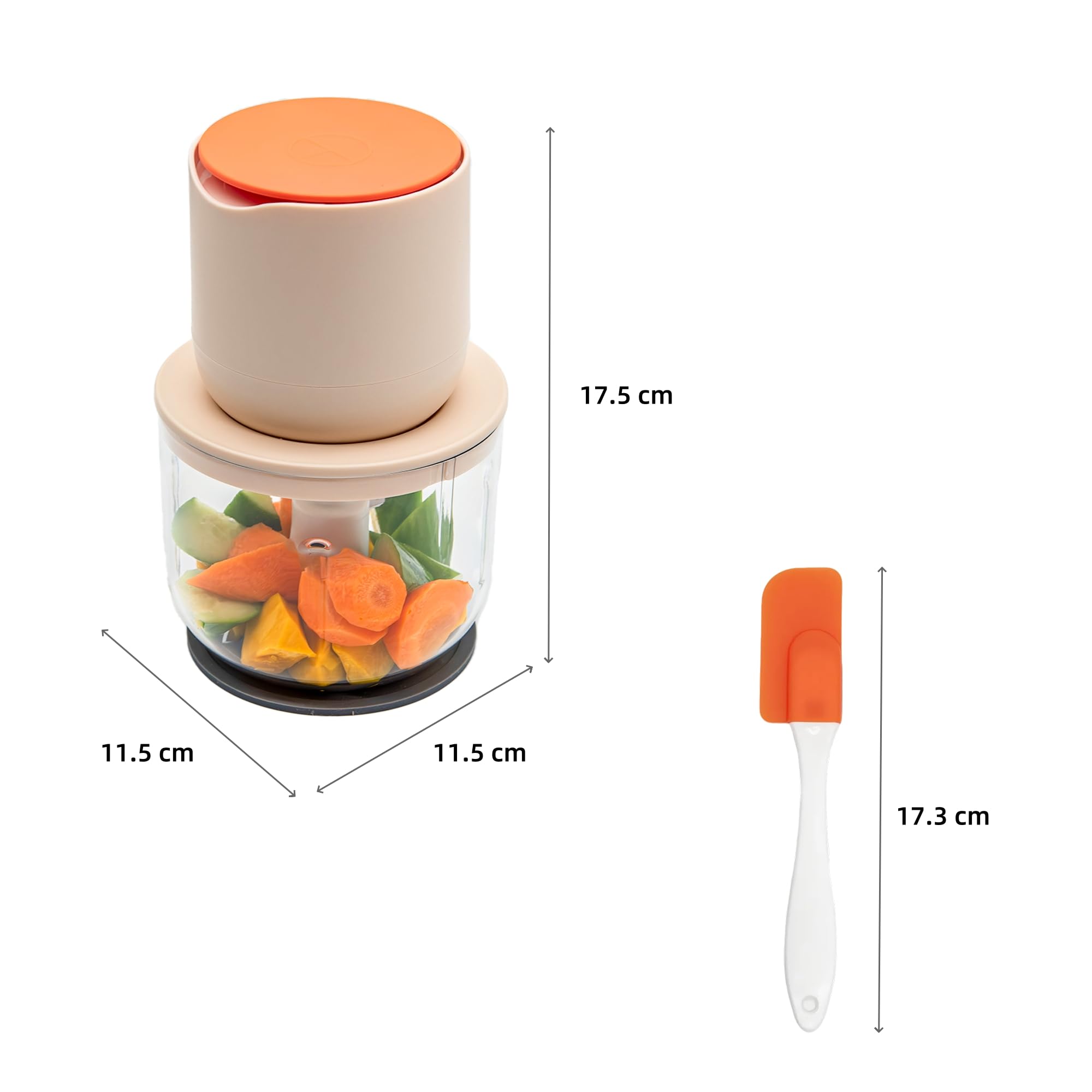 Tritatutto elettrico portatile 600 ml 100 W, 304 acciaio inox 3 coltelli, batteria da 3000 mAh con carica di tipo C, facile da pulire, per la preparazione di carne macinata, salsa d'aglio e