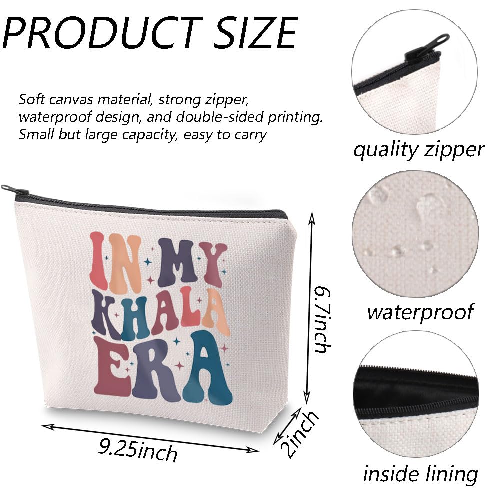 TGBJE Mothers Day Gift Best Khala Indian Aunt Gift Pakistani Aunt Makeup Bag Promoted to Khala Gift In My Khala Era Cosmetic Bag (Khala Era bag)