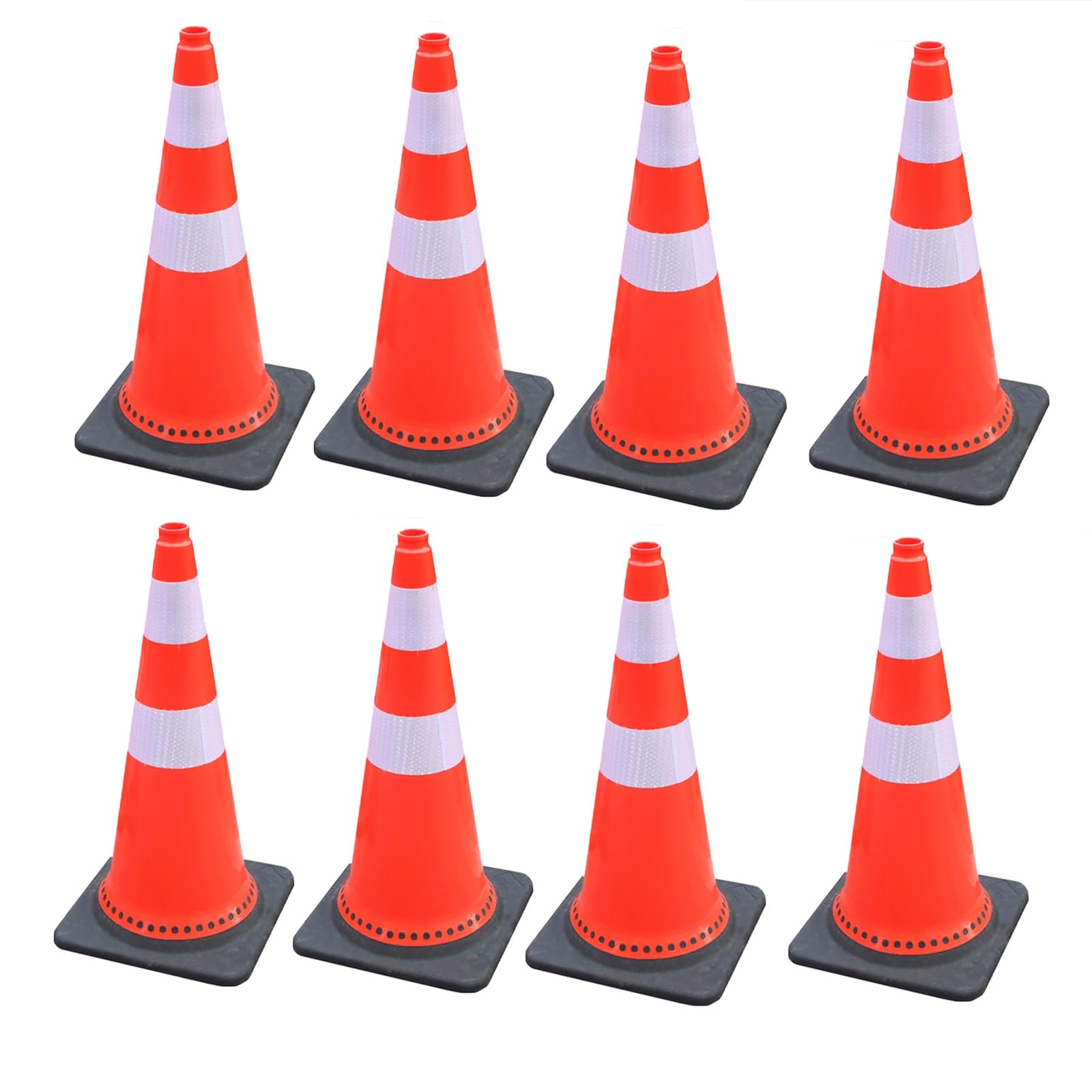 Poste señalizacion trafico 8 paquetes de conos de seguridad para estacionamiento en carretera, base de PVC, cono de tráfico de plástico flexible con collares reflectantes, para el hogar/calzadas(70cm/