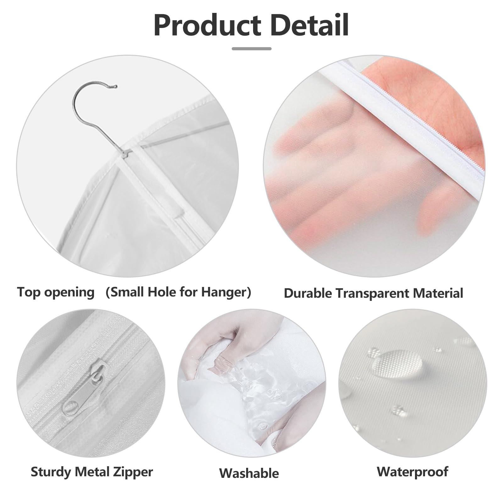Rigidstone Pack of 12 Garment Bags, Moth Protection, Garment Bags with Zip, Transparent Suit Bag, Waterproof, Dust Protection - Image 4