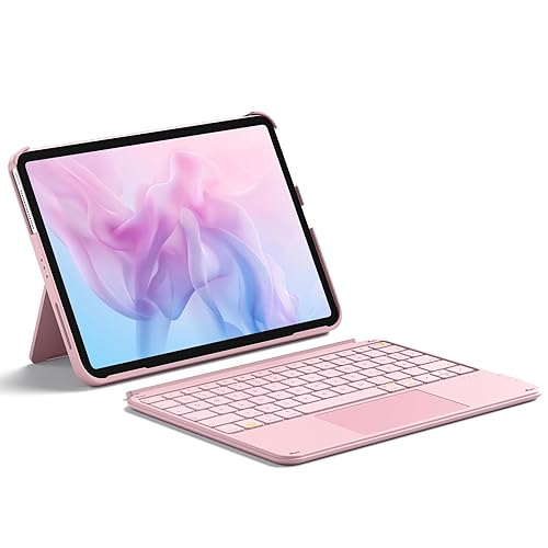 Inateck Hülle mit Tastatur,Ultraleichte Tastatur für iPad 10/11 Generation A16 2025 11 Zoll,iPad Air 11" M3/M2 (2025/2024),Air 5/4,Pro 11 4/3/2/1,Abnehmbar, mit Touchpad, QWERTZ, AceTouch KB04122 - rosa