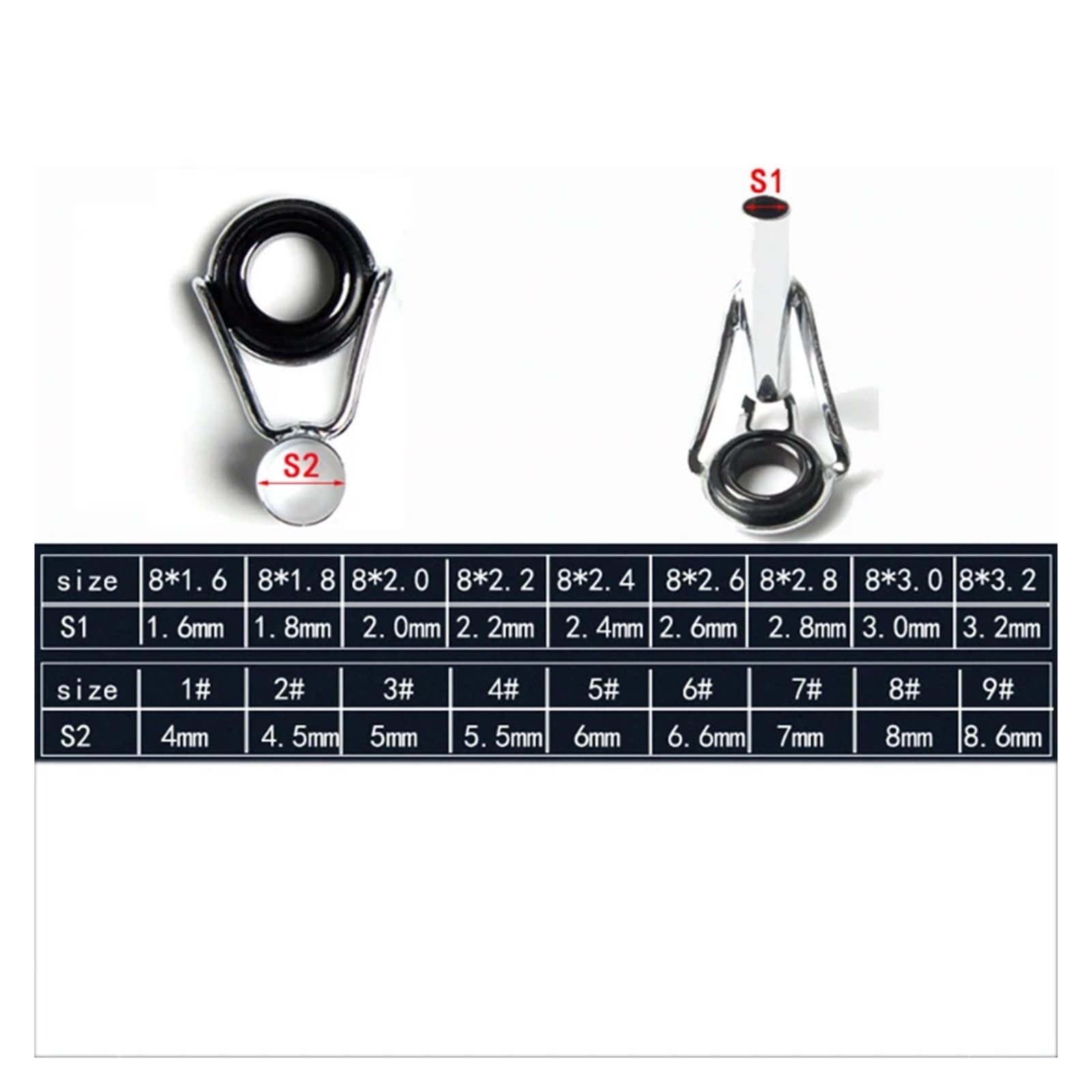 Anelli Canna Da Pesca 36 pz/scatola Kit di riparazione punta guida for canna da pesca Set anello for occhio fai da te telai in acciaio inossidabile anello guida linea TS accessori strumenti