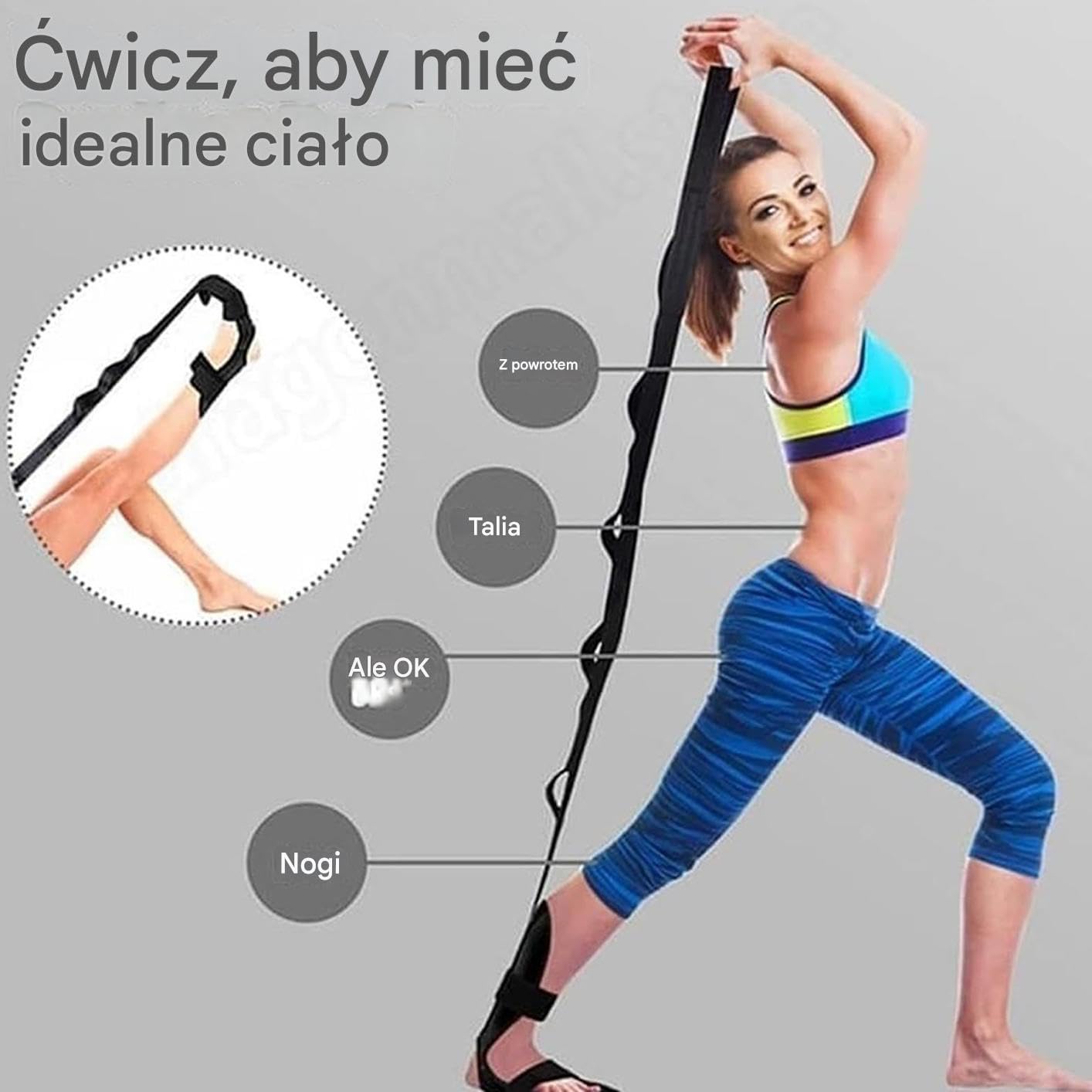 Stretchgurt - Stretchgurte Für Physiotherapie - Fitness Stretching Strap - Yoga Stretchriemen - Stretchgurt | Dehnungsgurt Mit Schlaufen | Fasziengurt Für Die Oberschenkelrückseite, Beinstrecker