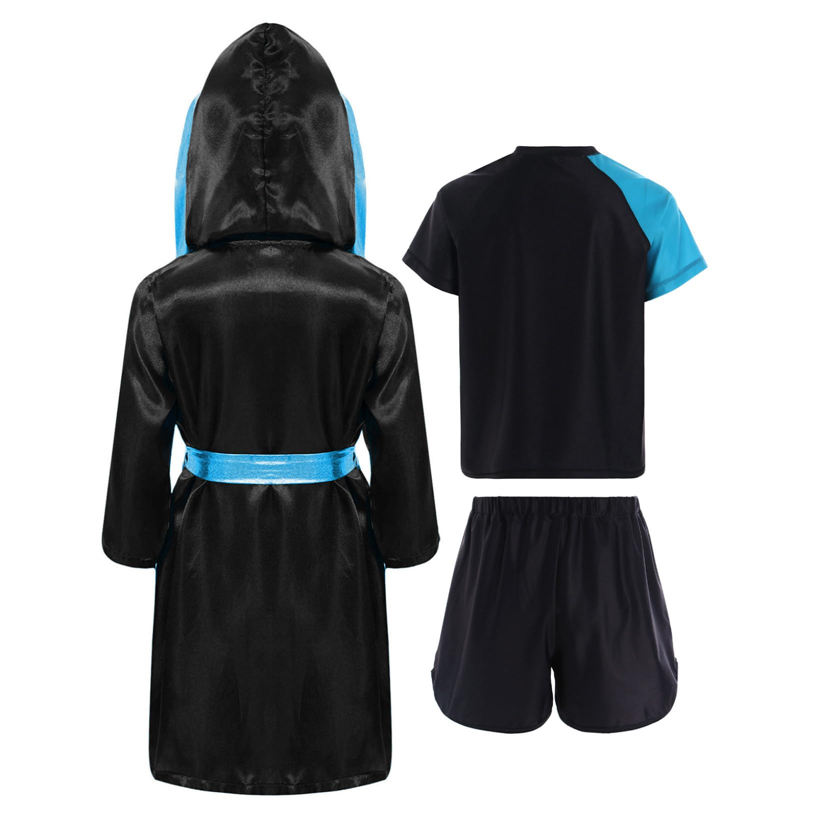 Oyolan Bambino Boxe Short e T-Shirt Accappatoio Boxe con Cappuccio Set Combat Muay Thai MMA Kick Boxing