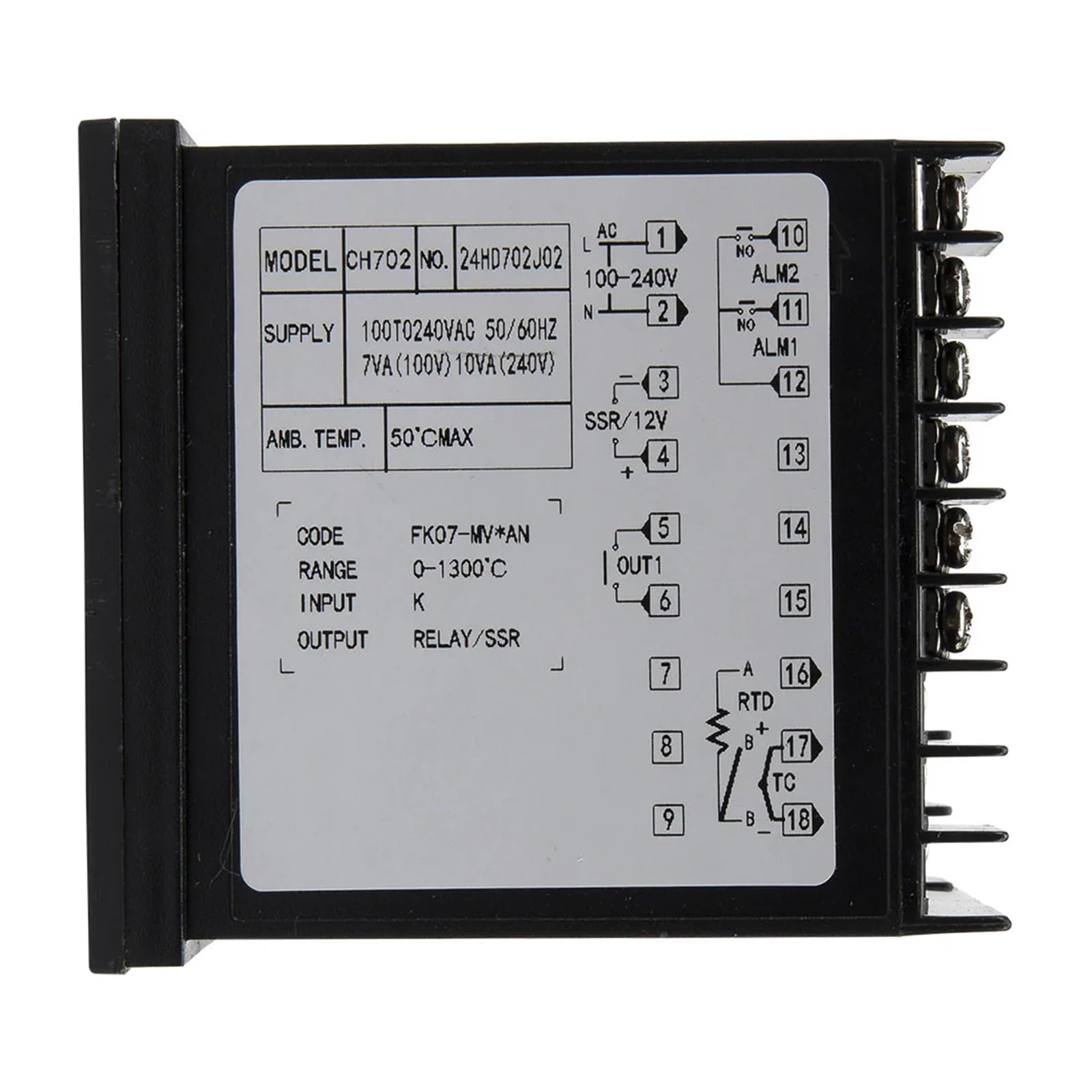 PID Digital Termostato Controlador de Temperatura Digital PID con Salida SSR y relé de Caja Corta CH702 (no Incluye SSR) Controlador de Temperatura