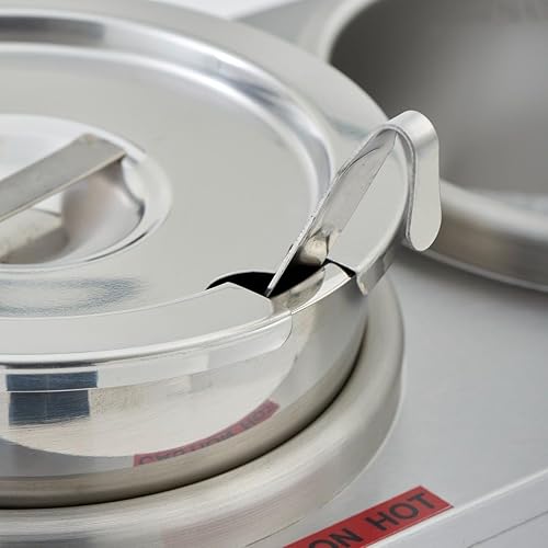 Miniatura 6 de Kratos 29M-054 Calentador eléctrico de alimentos triple de 3.5 cuartos de galón con ollas, tapas y cucharones. Calentador de queso nacho y chile de