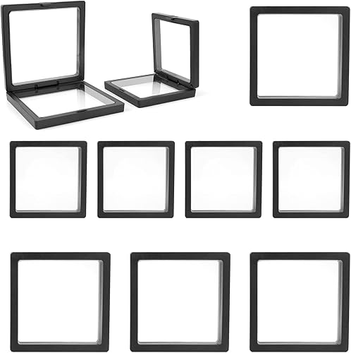 Framendino, Paquete de 10 vitrinas flotantes 3D negras con marco flotante Challenge para exhibir monedas, soportes de exhibición flotante, caja de