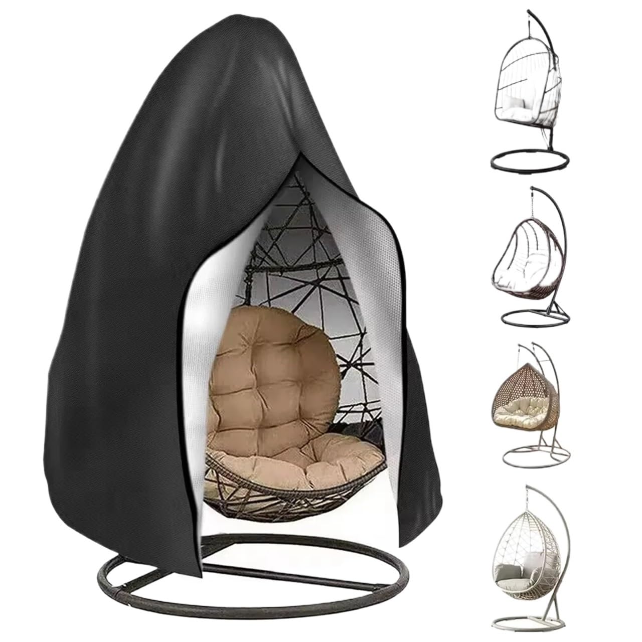 Waterproof Patio Hanging Egg Chair Cover Windproof Swing Slipcover with Zipper