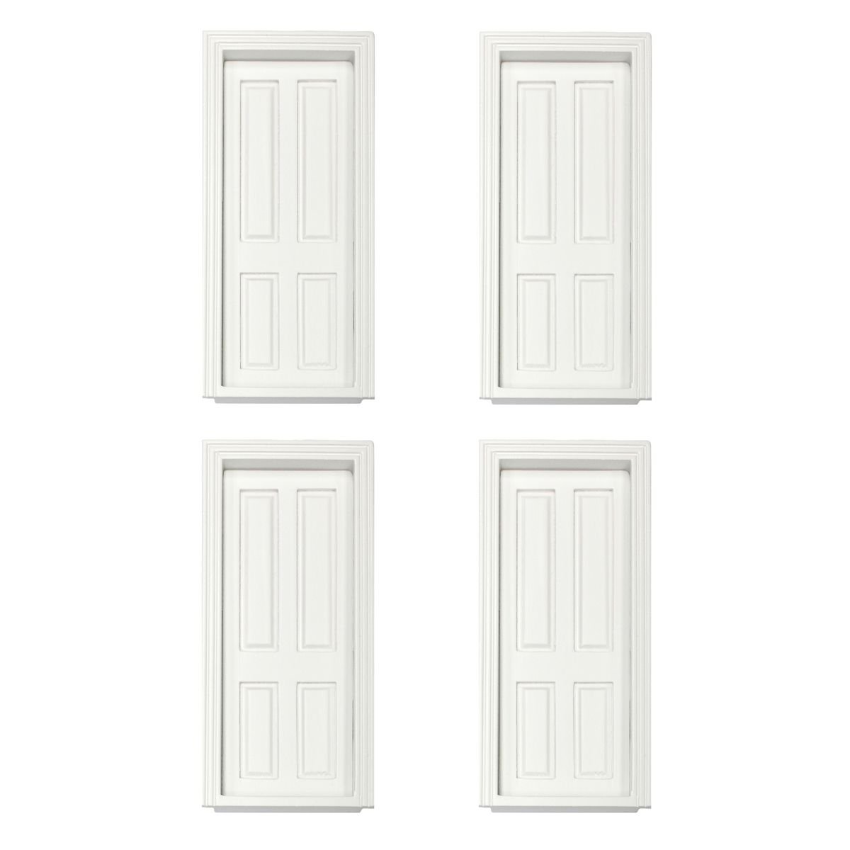 MyTinyWorld 4 x Dolls House Miniature Internal White Painted 4 Panel Doors