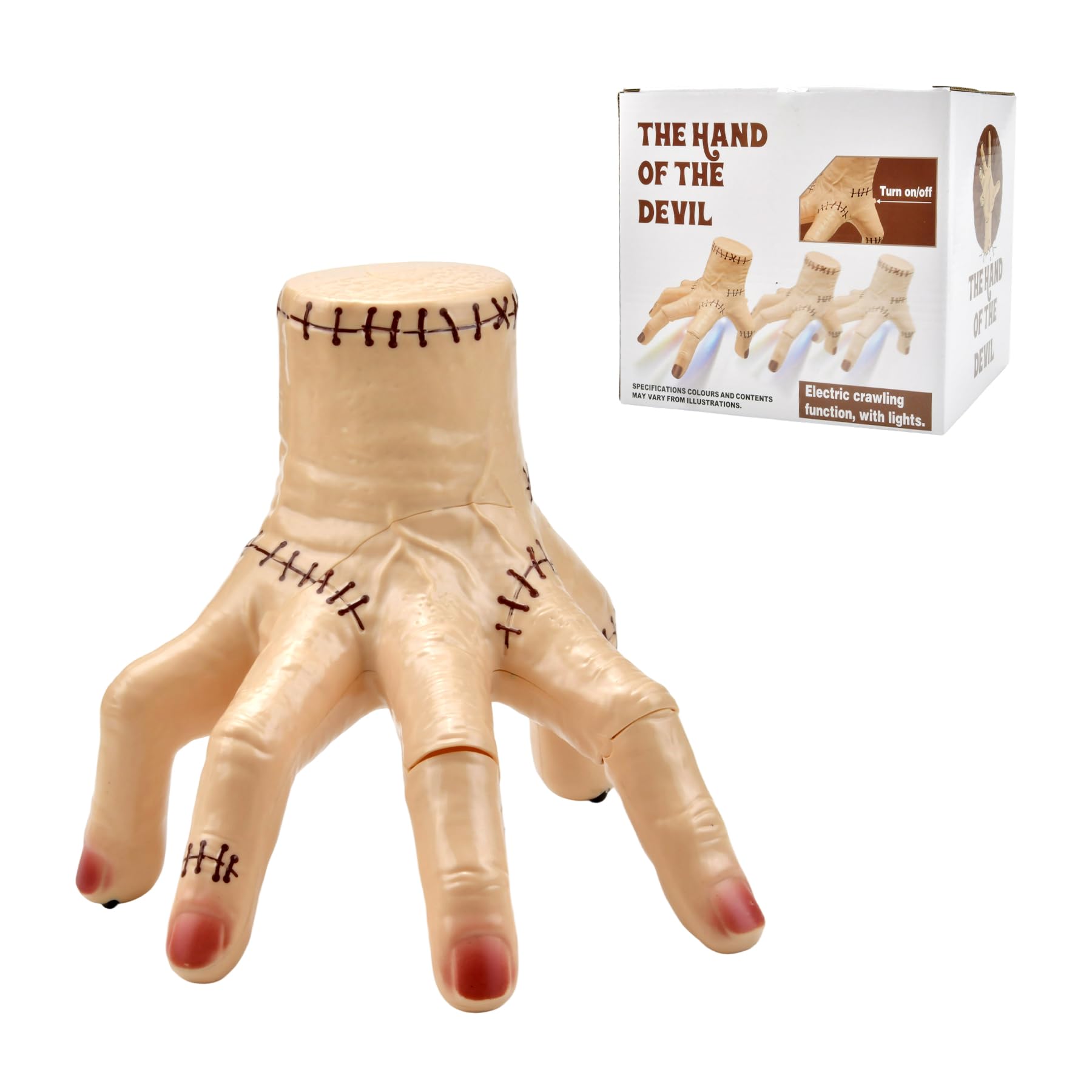 Abitoncc Fake Moving Hand with Halloween Music Cosplay Scary Crawling Thing Hand for Halloween Movie Prank Decorations Prop ( No Battery )