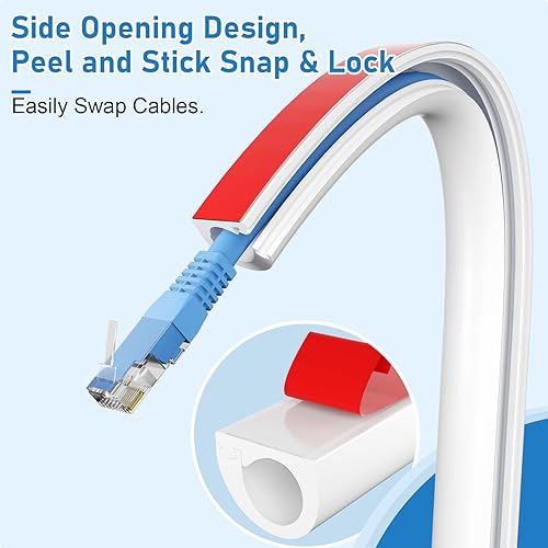 Miniatura 3 de Ocultador de cables de pared de 39 pulgadas, cubierta de cable flexible autoadhesiva para cables en la pared, cubierta de cable de canal de cable de