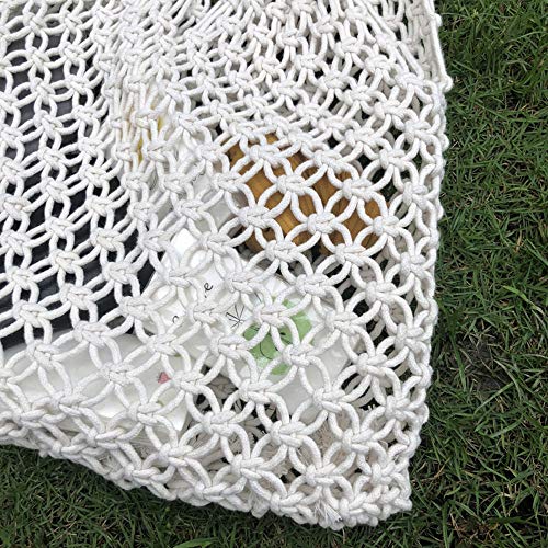 Hixixi Cotton Rope Travel Beach Fishing Net Handbag Shopping Woven Shoulder Bag For Women Girls (White) #TOP4