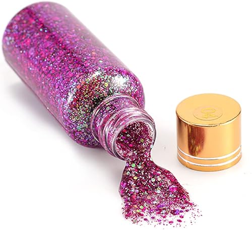 GL-Turelifes Gel corporal con purpurina gruesa de sirena, gel corporal con purpurina camaleón, cosmético para festivales, rostro, cuerpo, cabello,