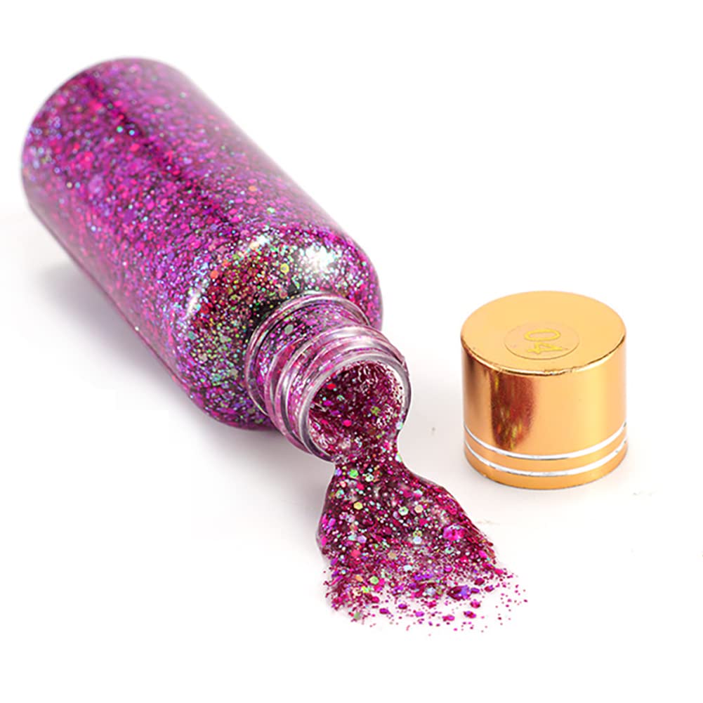 GL-TurelifesMermaid Chunky Glitter Gel Chameleon Glitter Body Gel Festival Glitter Cosmetic for Face Body Hair Nails Makeup Scale Polarized Sequins Glitter Eyeshadow 30ml (#15 Colorful Light Purple)