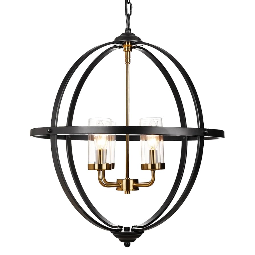 Treekee 4-Light Black Orb Chandelier, 20