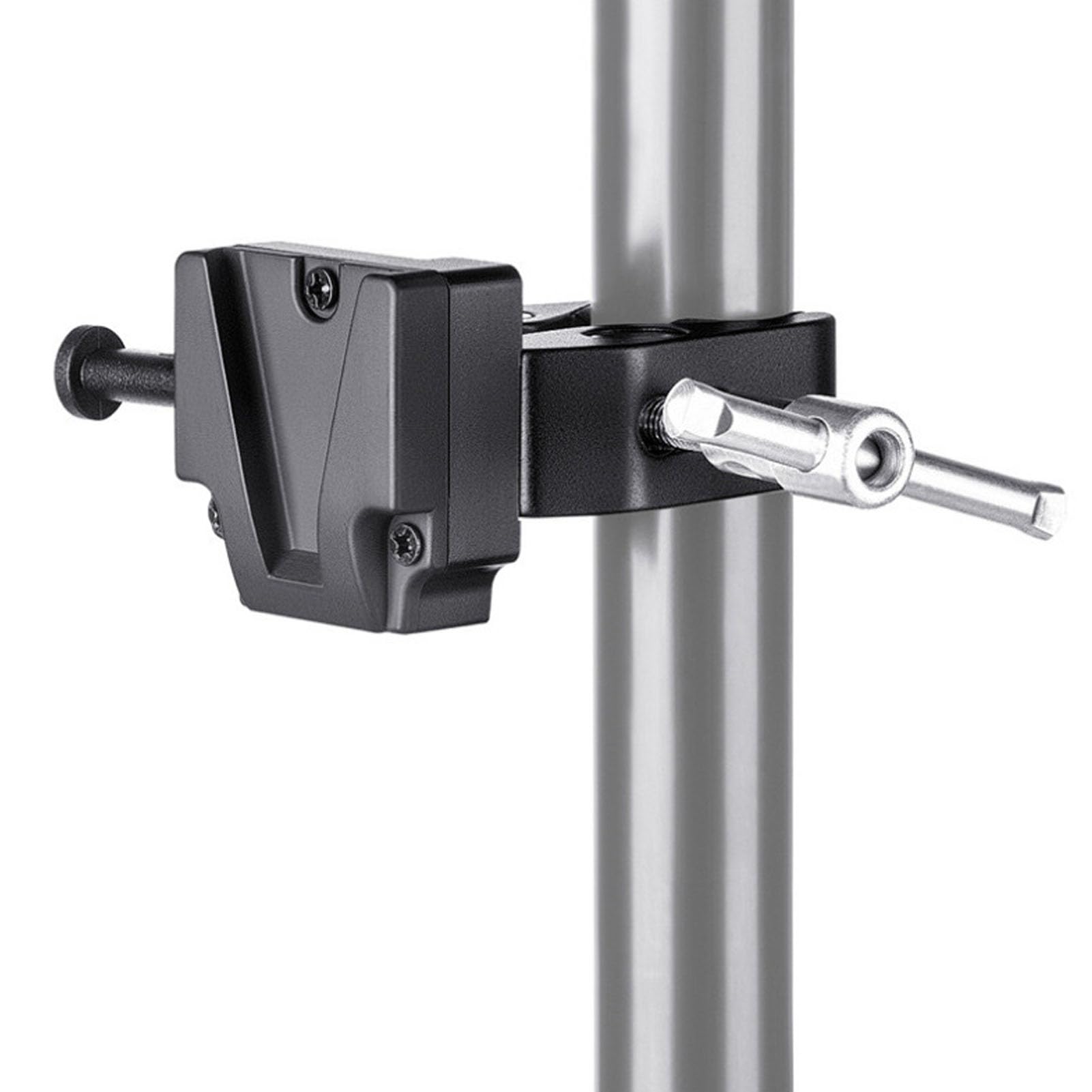 V Mount Battery Adapter with Clamp, V Lock Mount Battery Plate with Quick Release Plate & 8-42mm Adjustable Clamp Jaw, 4kg Load Capacity, for Light Stands, Support Rod