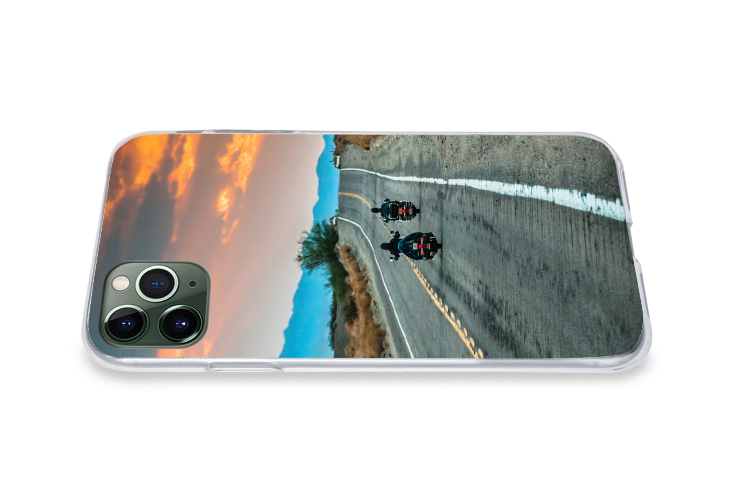 MuchoWow Funda para iPhone 11 Pro - Dos Motos circulando por la Ruta 66 - Funda de Silicona/Funda Blanda para teléfono móvil