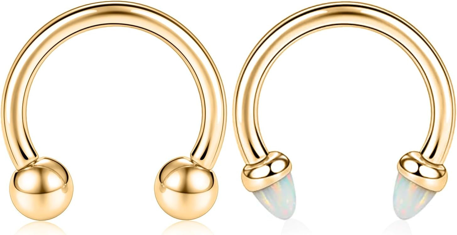 2PCS 16G Septum Ring Titanium Horseshoe Septum Nose Ring Internally Threaded Helix Earrings G23 Daith Piercing Jewelry Cartilage Rook Lobe Conch Earrings Lip Eyebrow Piercing Jewelry 8mm 10mm 12mm - Image 2
