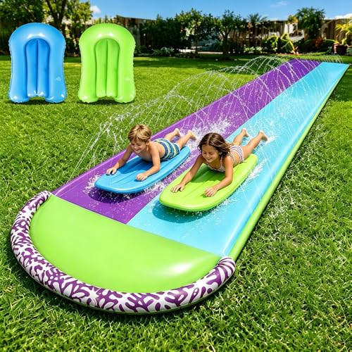 Slip and Slide tobogán acuático 550 x 145 cm/610 x 140 cm, tobogan Agua Deslizante niños con Boogie, Juguete de Verano para niños y Adultos, diversión al Aire Libre en el jardín (A)