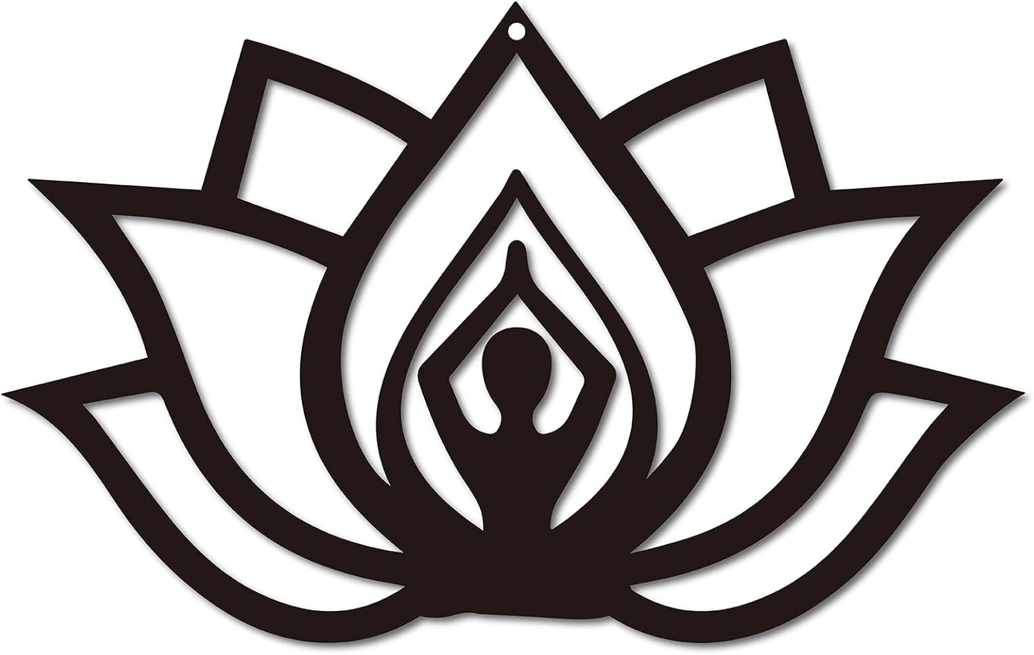 CREATCABIN Metal Wall Art Lotus Decor Wall Hanging Plaques Ornaments Wall Art Sculpture Sign for Yoga Studio Indoor Outdoor Home Livingroom Kitchen Garden Office Decoration Gift Black 11.8" x 7.4"