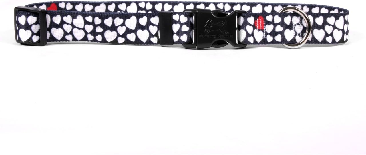 Yellow Dog Design White Hearts Break Away Cat Collar-One Size Fits All
