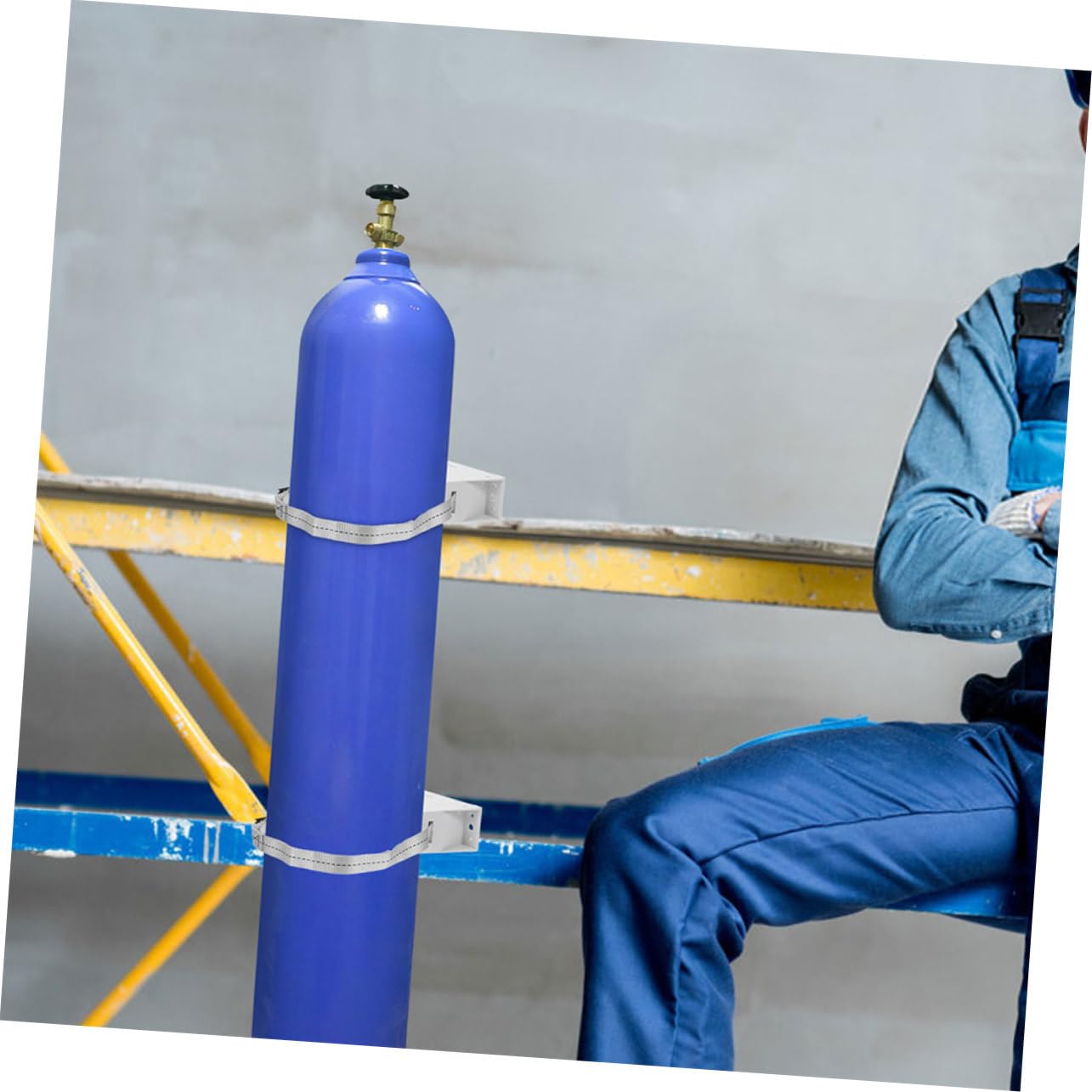Supporto per Bombola di Propano Plastica con Staffa Parete e Catena di Sicurezza per Montaggio e Riparazione Bombola di Gas