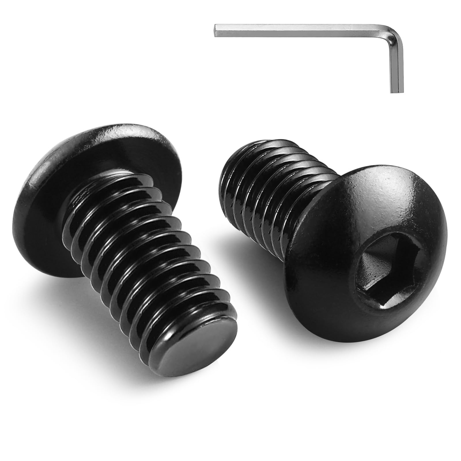 BNUOK 1/4-20 x 1/2 Inch Button Head Socket Cap Bolts Screws,304 Stainless Steel 18-8,Fully Threaded,Black Zinc Plated,with Hex Spanner(30Pcs)