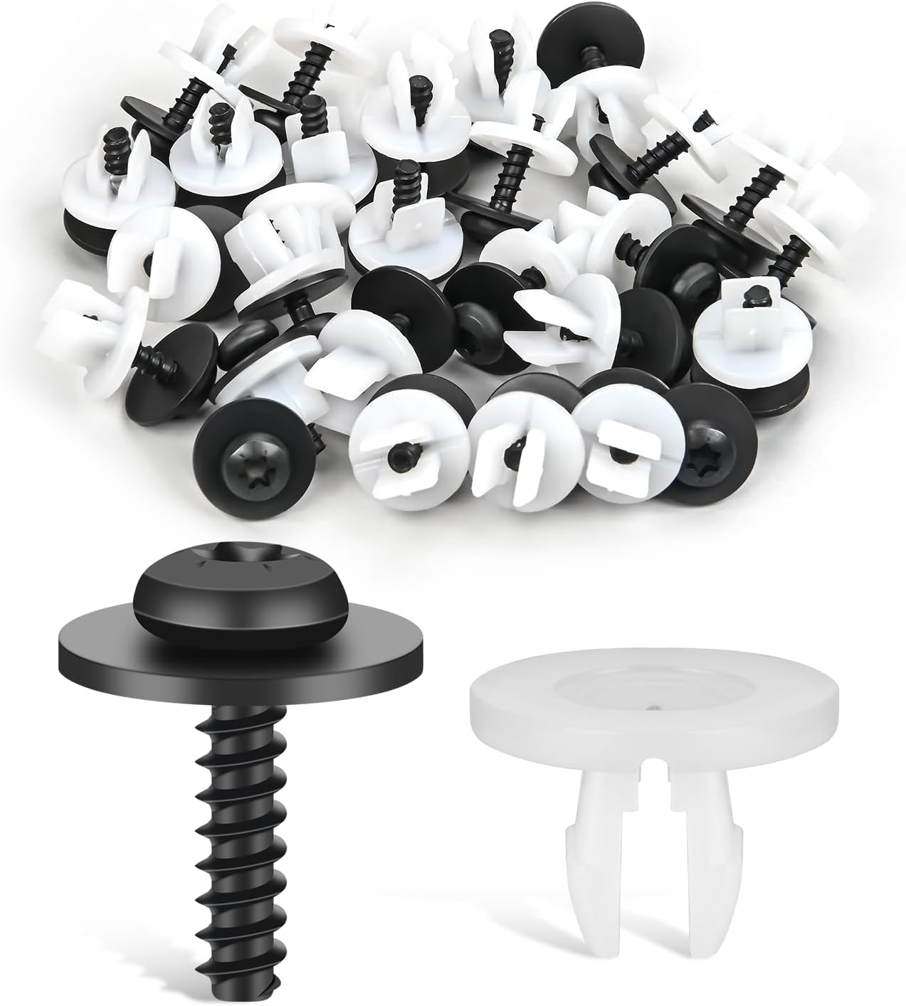 GOOACC 20 Sets License Plate Screw Kit Engine Splash Shield Screws with Nylon Nuts for Undertray Engine Fender Liner Deflector Grille for Ford Escape F-150 Edge Focus Fusion C-Max S-Max Lincoln