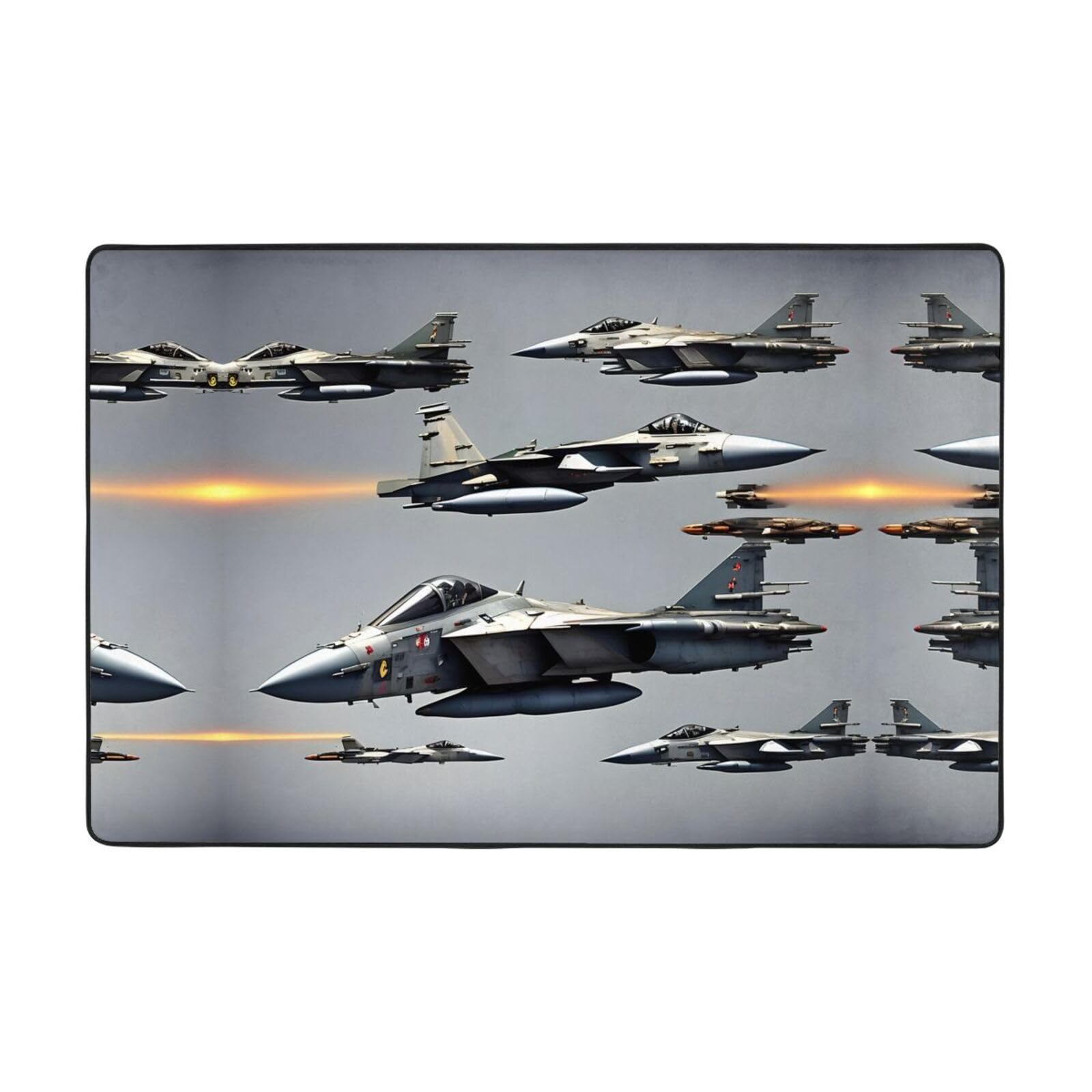Tapis de zone imprimé avions de combat grand format pour décoration salon