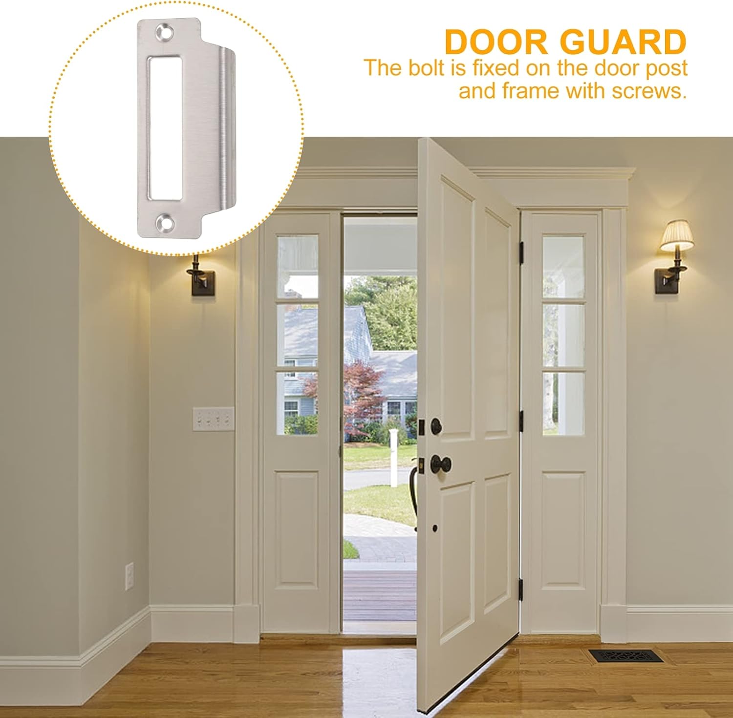 DOITOOL Door Lock Strike Plate Reinforcement Combo Plate 3.93X1.77 Inch with Screws for Interior Doors Deadbolt Security Device Durable Hardware