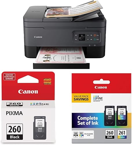 Canon PIXMA TR7020a Impresora inalámbrica de inyección de tinta a color todo en uno PG-260 Cartucho de tinta negro, compatible con TR7020 PG-260