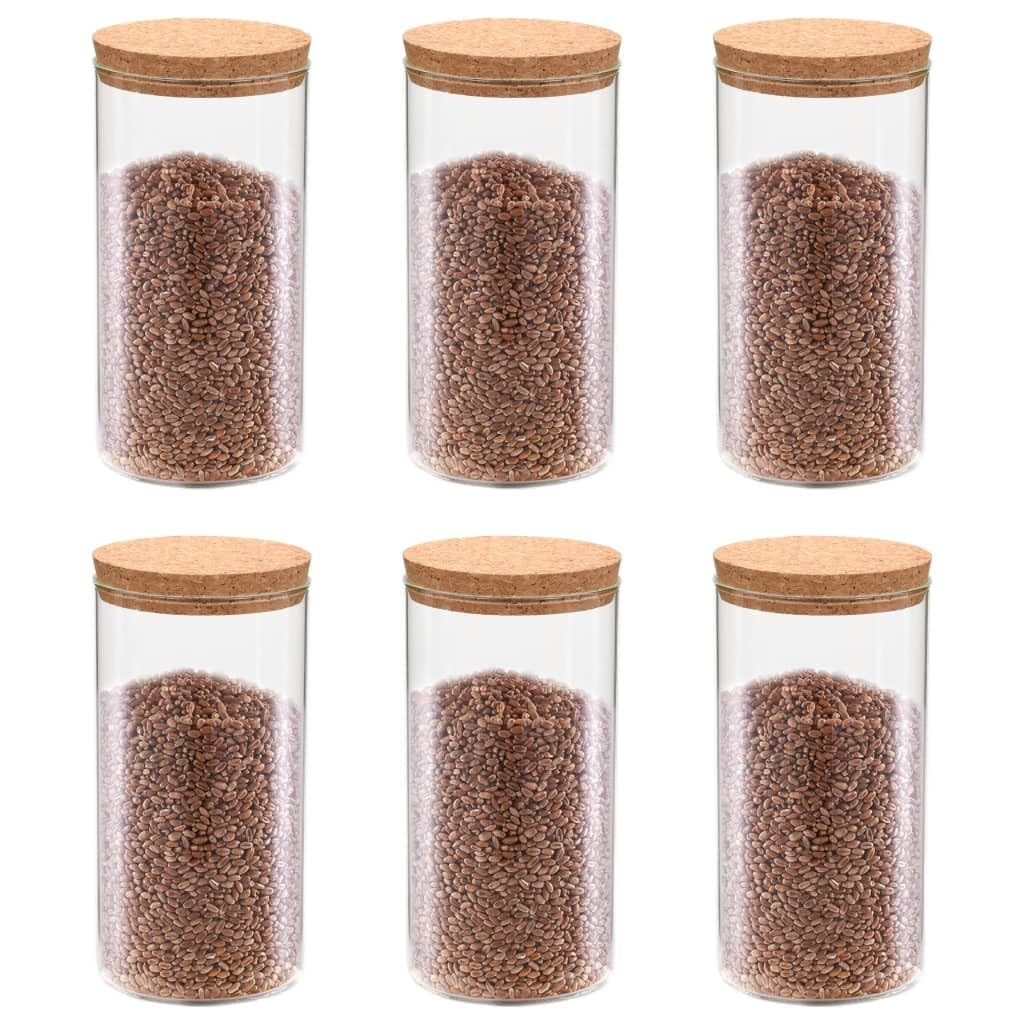 Vorratsgläser mit Korkdeckel 6er Set 1400 ml, Vorratsbehälter aus Glas zur Aufbewahrung von Nudeln und Lebensmitteln, luftdichtes Vorratsglas-Set