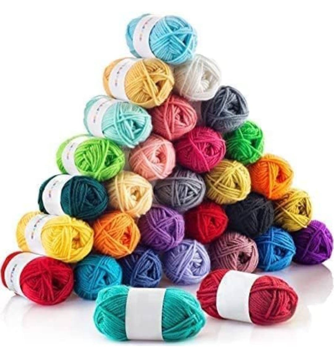 (12 Colour Wool Balls) Random Colors - Perfect for Mini Knitting and Crochet Project Hand Knitting Art Craft Soft Fingering Crochet Hook Yarn, Needle Knitting Thread (B24)