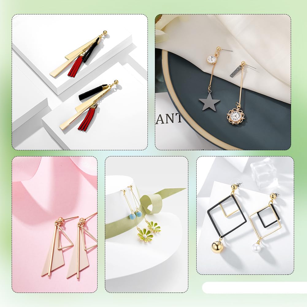 12 Orecchini A Bottone In Acciaio Inox Oro - 3 Forme Miste, Per Piercing E Fai Da Te - Foto 8