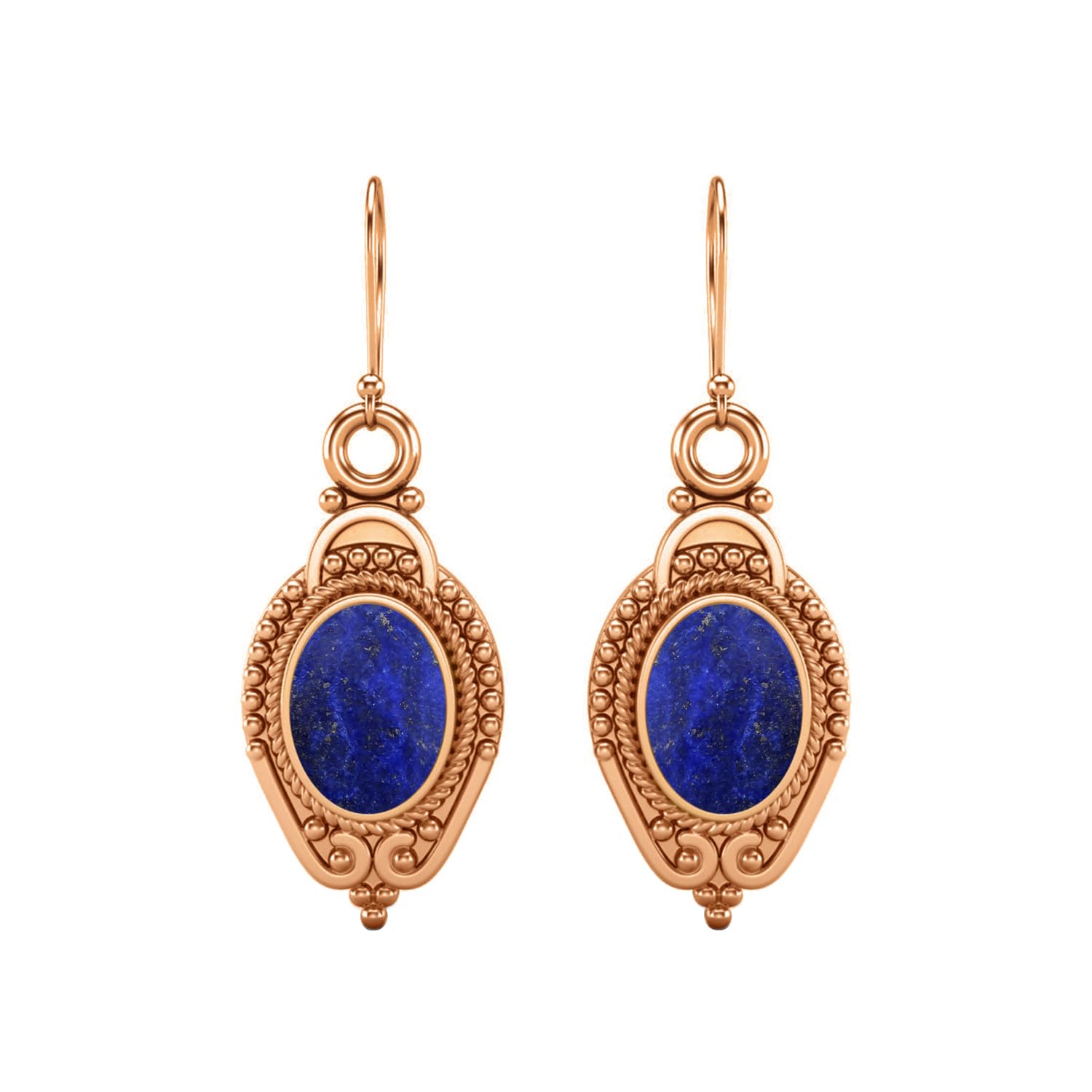 MOONEYEPendientes de halo de lágrima de plata de ley 925 con piedras preciosas de lapislázuli de forma ovalada de 7X5MM para mujer