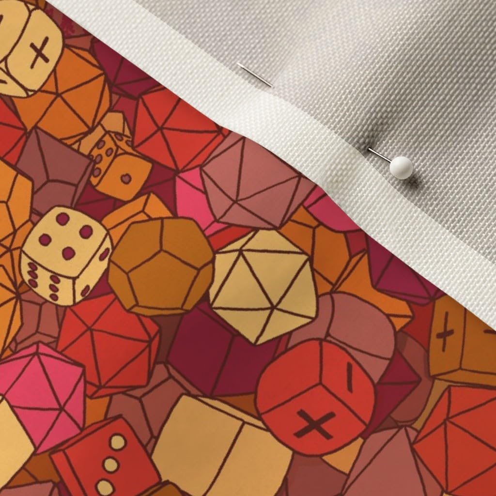 Spoonflower Fabric - Dice Nerd Red Orange Yellow Gaming Printed on Upholstery Velvet Fabric Fat Quarter - Upholstery Home Decor Bottomweight Apparel