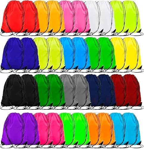 MALLOOM - Lot de 40 Sac De Cordon, Sac de Sport Étanche Polyester, Sacs à Dos De Rangement Sacs De Cordon pour Le Sport pour L'école Sports Voyage (20 Couleurs) - -5%