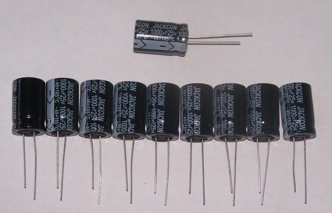 NEW Jackcon Electrolytic Capacitor 1000uF 25V 10 pieces