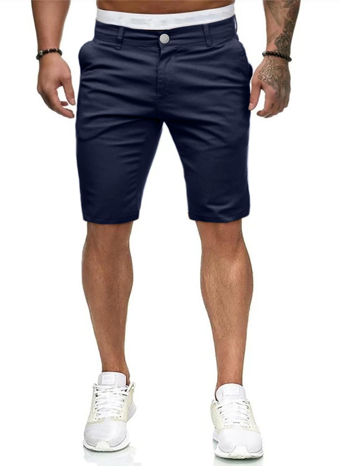 ALLABREVE Mens Flat Front Golf Short Work Dress Short with Pockets Casual Shorts Summer Beach Shorts Pants