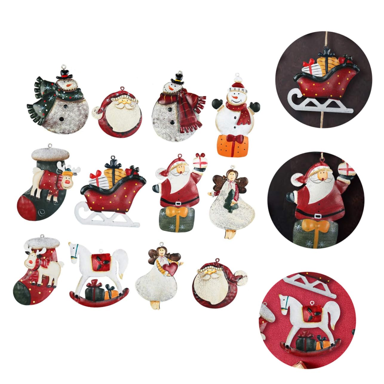 Cabilock 2 Sätze Weihnachtsschmuck Anhänger Puzzle Glocken Lebkuchen Outlet Mann des Deckels Medaillon Weihnachtsbaum Hängende Verzierung Buntes Holz 12 Stück * 2