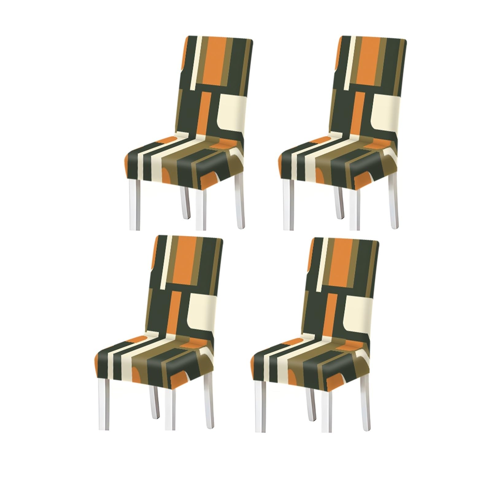 Bosuybn One Color Mid-Century Modern Geometric Color Block Pattern Print Dining Chair Covers Set Of 2/4/6, Stretch Slipcovers For Kitchen Dining Room Furniture Protectors For Home Dining Room(4Pcschair Cover)