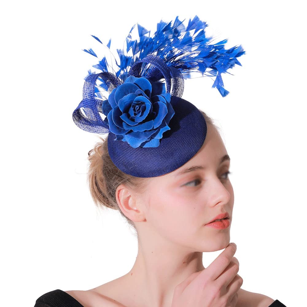 Hoeden Tea Party Fascinator voor Vrouwen Bruids Bruiloft Cocktail Hoed, Wit, M(56cm-58cm