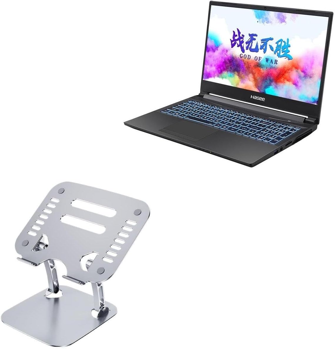 BoxWave Stand and Mount Compatible with Hasee Ares Z7-CT7NA - Executive VersaView Laptop Stand, Ergonomic Adjustable Viewing Angle Metallic Riser - Metallic Silver