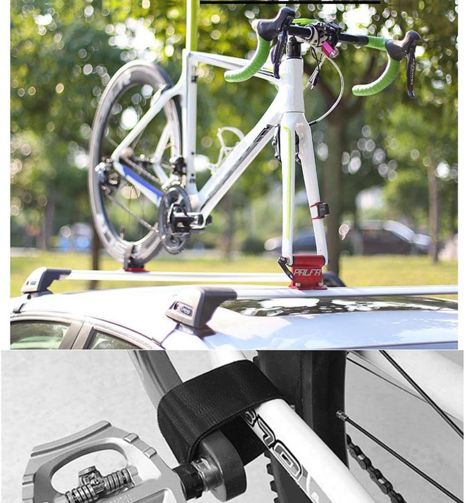 Universal Car Roof Bike Holder Mount | Locking Upright Vehicle Top Carrier Fork Mount | Aluminium Rack for Mountain Road Bike Transport | Securely Locks without Scratching Car - Black
