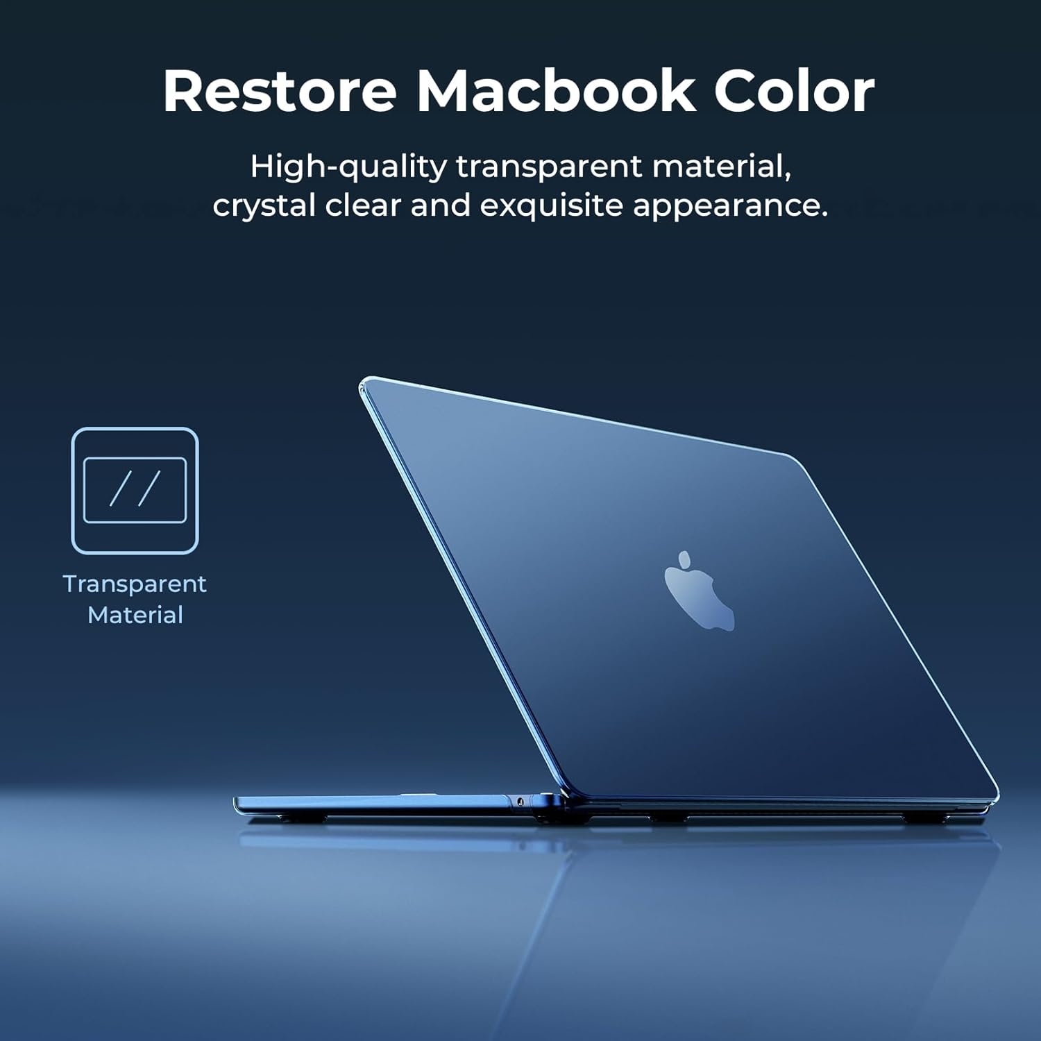 EooCoo Compatible with MacBook Air 13 inch Case 2026 2025-2022 M4 M3 M2 Model A3240 A3113 A2681, Mac Air 13.6 inch Clear Hard Shell & Keyboard Cover & Screen Film & Type-C, Crystal Midnight - Image 4